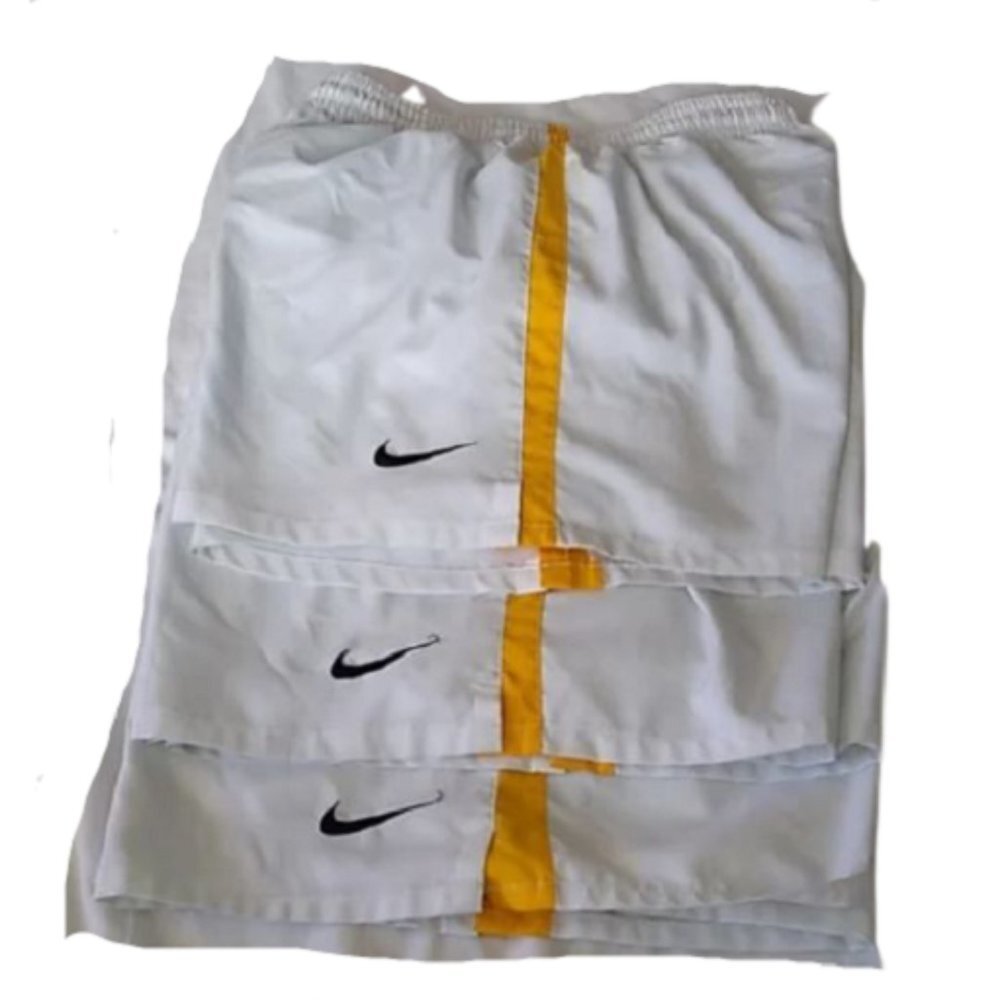 Nike Girl's Dri-Fit Running Training Shorts, White Gold Stripe, Large, 3…